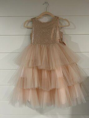 Tip Top Kids Blush Layered Tulle Formal Dress Size 6